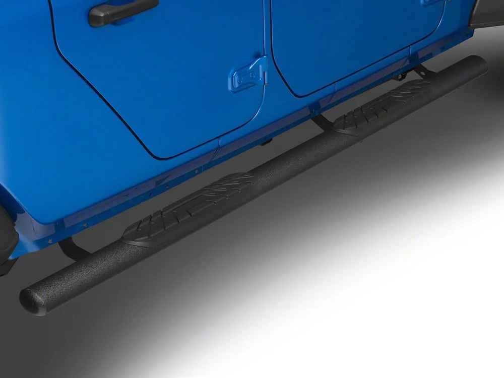 RedRock 4-Inch Oval Straight Side Step Bars; Textured Black (20-25 Jeep Gladiator JT)