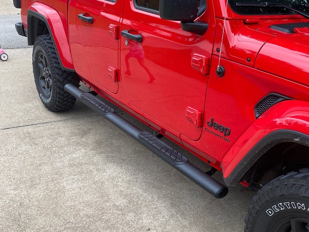 RedRock 4-Inch Oval Straight Side Step Bars; Textured Black (20-25 Jeep Gladiator JT) - Image 15