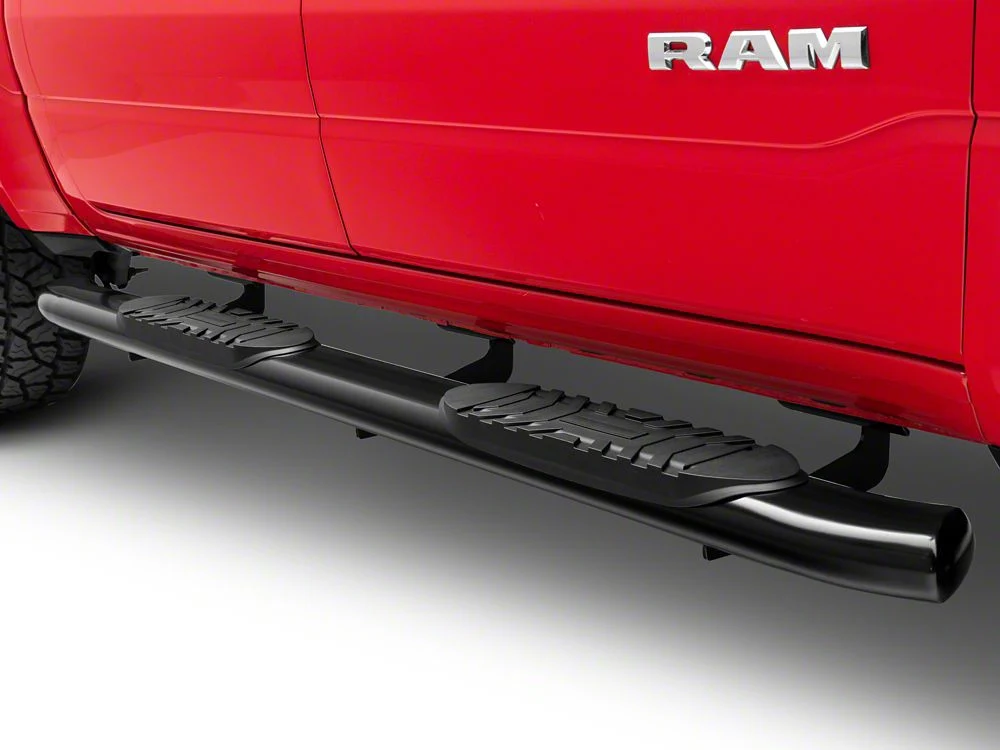 RedRock 5-Inch Oval Bent End Side Step Bars; Black (19-25 RAM 1500 Crew Cab) - Image 7