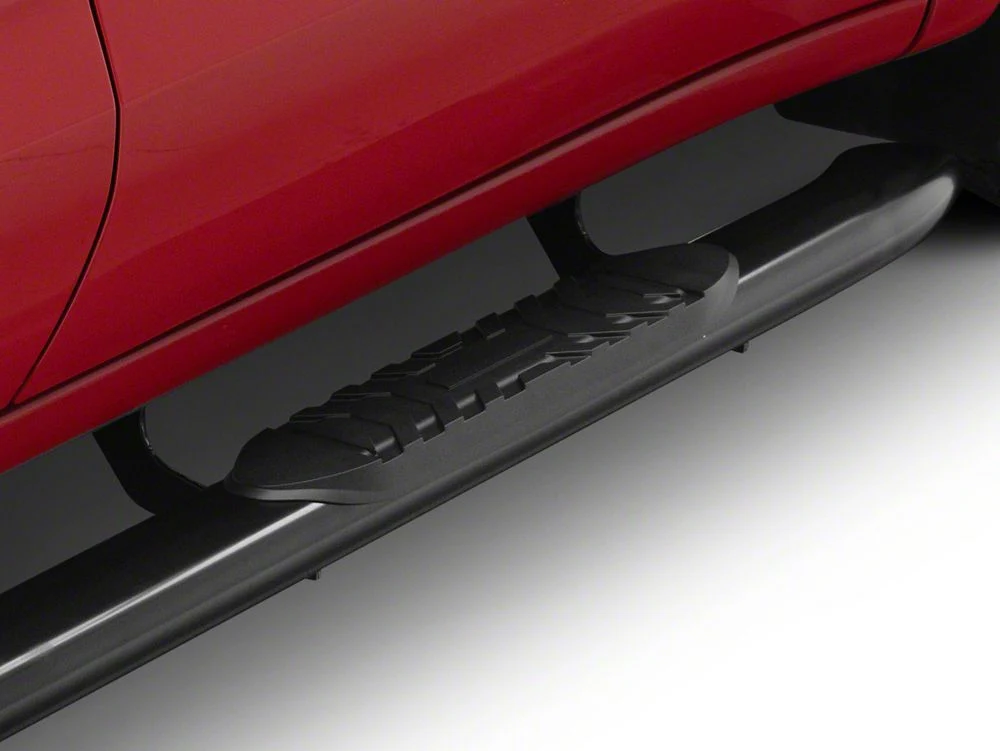RedRock 5-Inch Oval Bent Wheel to Wheel Side Step Bars; Black (19-25 Sierra 1500 Crew Cab w/ 5.80-Foot Short Box) - Image 4