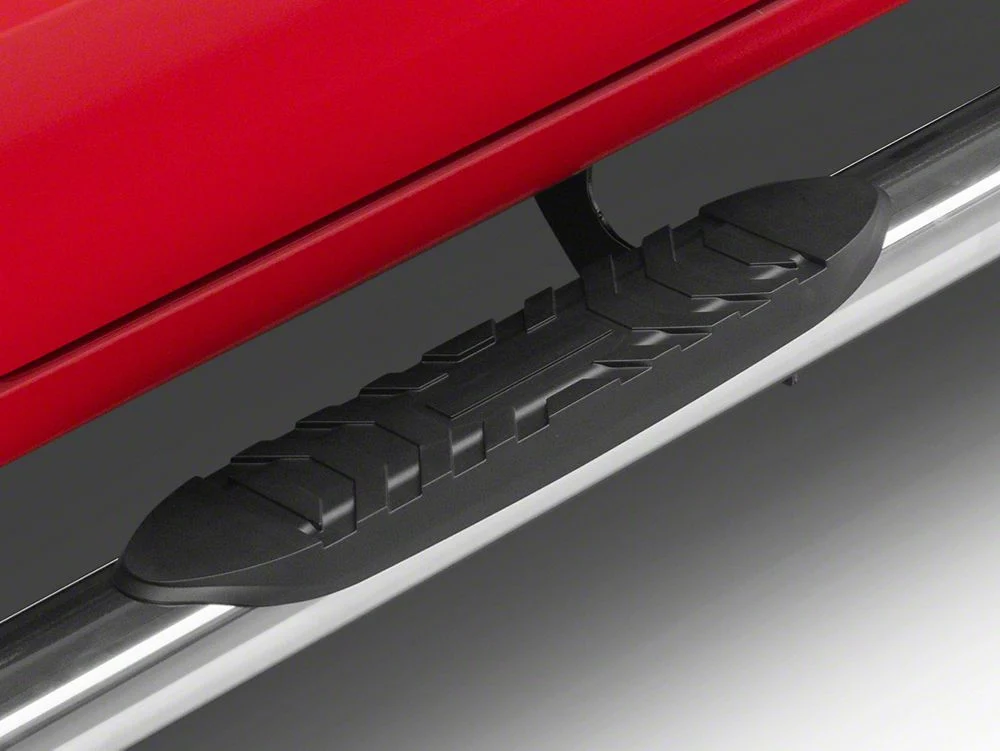RedRock 5-Inch Oval Bent Wheel to Wheel Side Step Bars; Stainless Steel (19-25 Sierra 1500 Crew Cab w/ 5.80-Foot Short Box) - Image 4