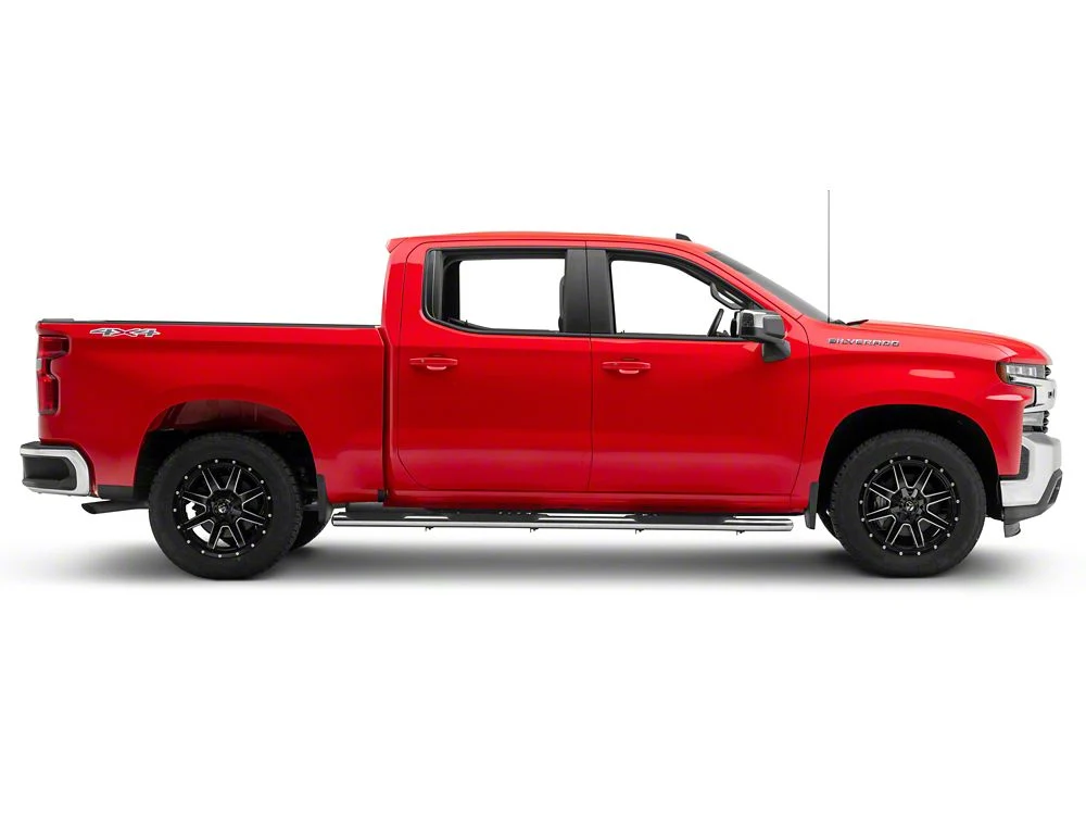 RedRock 5-Inch Oval Bent Wheel to Wheel Side Step Bars; Stainless Steel (19-25 Silverado 1500 Crew Cab w/ 5.80-Foot Short Box) - Image 10