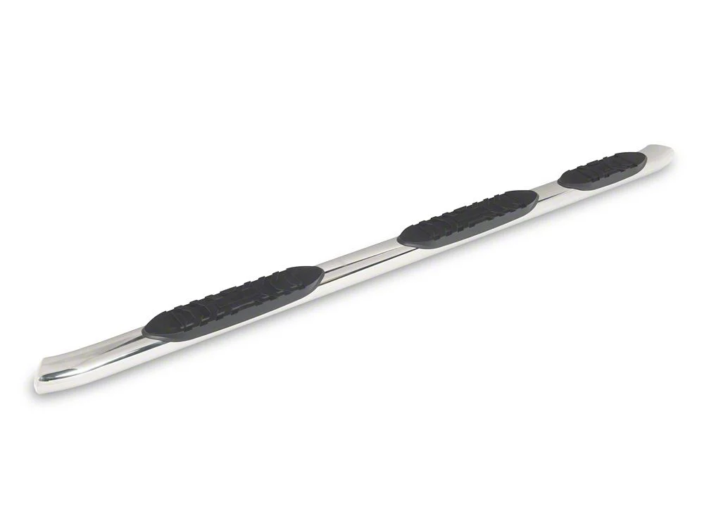 RedRock 5-Inch Oval Bent Wheel to Wheel Side Step Bars; Stainless Steel (19-25 Silverado 1500 Double Cab) - Image 3