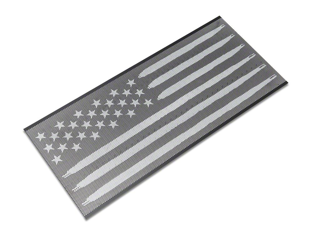 RedRock American Flag V2 Grille Insert; Black and White (18-25 Jeep Wrangler JL, Excluding Rubicon 392) - Image 2