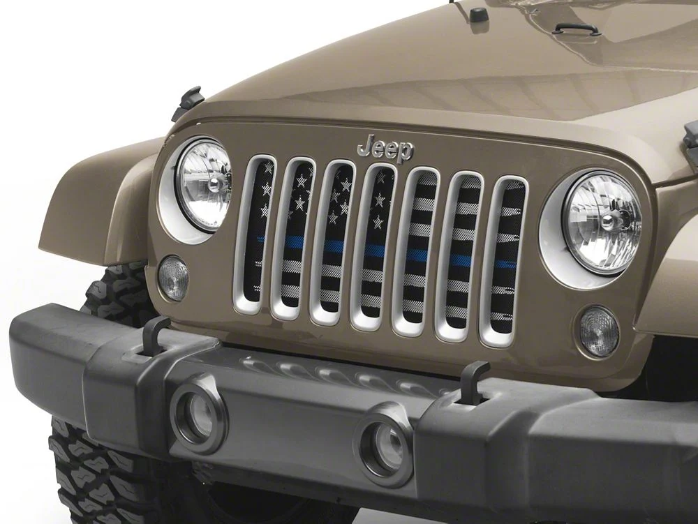 RedRock American Flag V2 Grille Insert; Blue and White (07-18 Jeep Wrangler JK) - Image 4