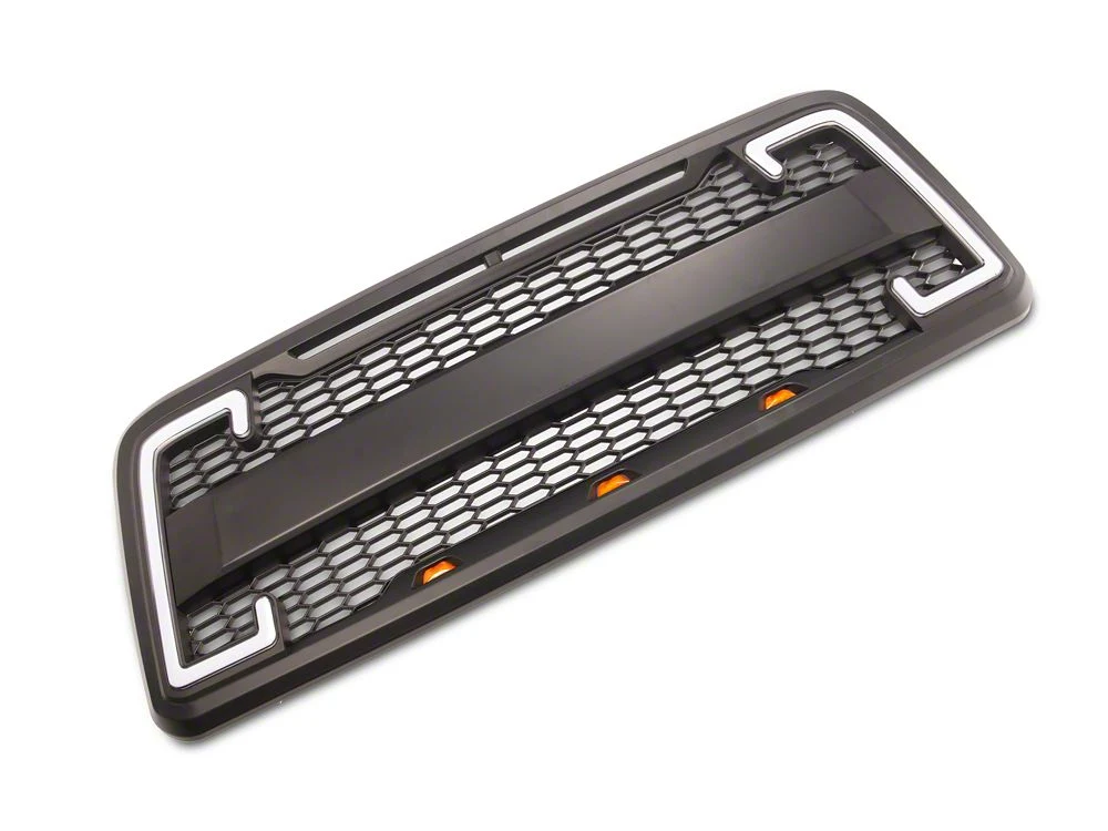 RedRock Baja Upper Replacement Grille with LED DRL and Turn Signal Function; Matte Black (04-08 F-150) - Image 2