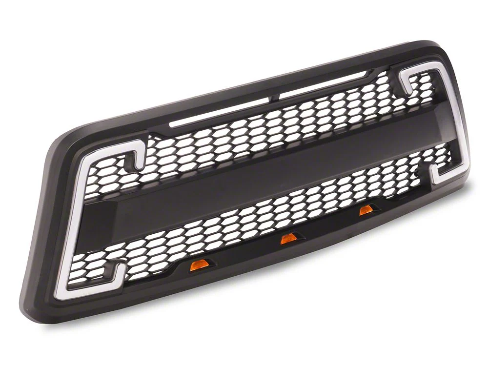 RedRock Baja Upper Replacement Grille with LED DRL and Turn Signal Function; Matte Black (04-08 F-150) - Image 3