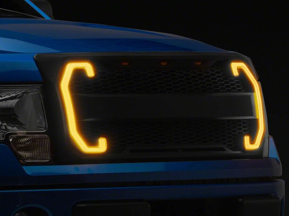 RedRock Baja Upper Replacement Grille with LED DRL and Turn Signal Function; Matte Black (09-14 F-150, Excluding Raptor) - Image 4