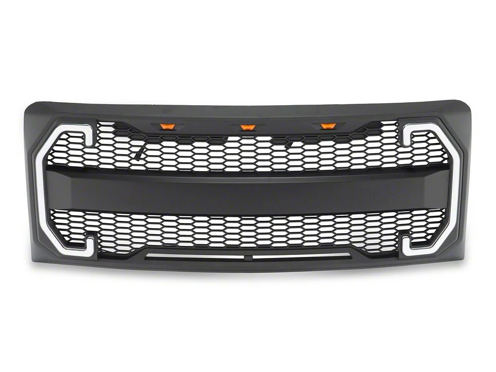 RedRock Baja Upper Replacement Grille with LED DRL and Turn Signal Function; Matte Black (09-14 F-150, Excluding Raptor) - Image 5