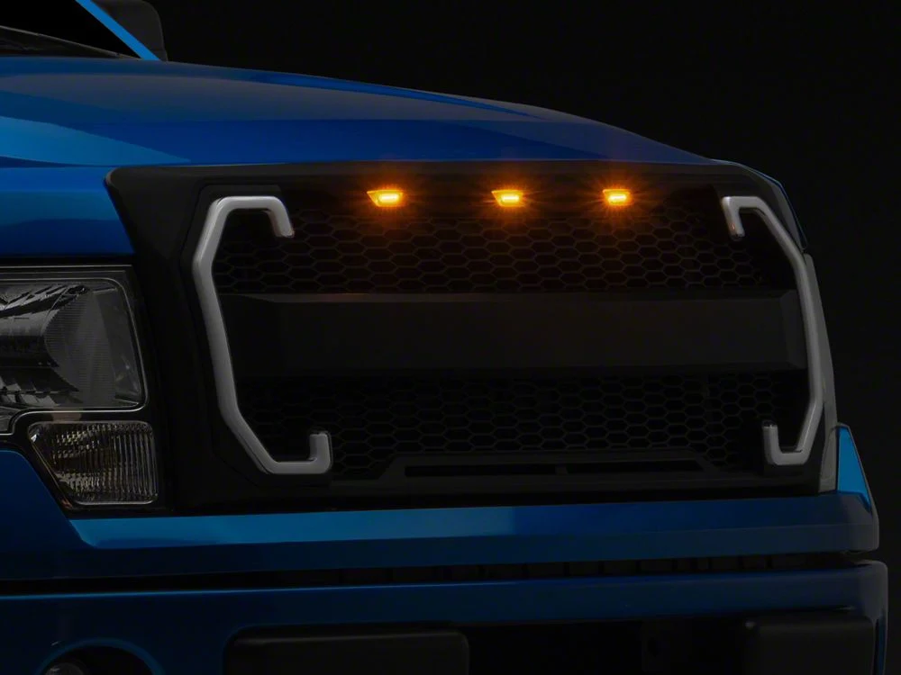 RedRock Baja Upper Replacement Grille with LED DRL and Turn Signal Function; Matte Black (09-14 F-150, Excluding Raptor) - Image 7