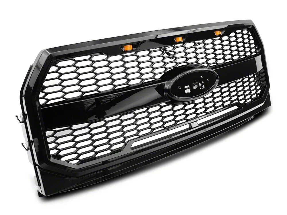 RedRock Baja Upper Replacement Grille with LED Lighting; Gloss Black (15-17 F-150, Excluding Raptor) - Image 2