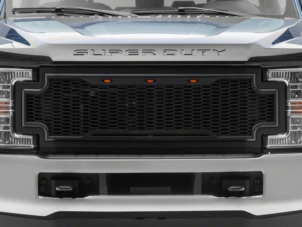 RedRock Baja Upper Replacement Grille with LED Lighting; Matte Black (17-19 F-350 Super Duty) - Image 5