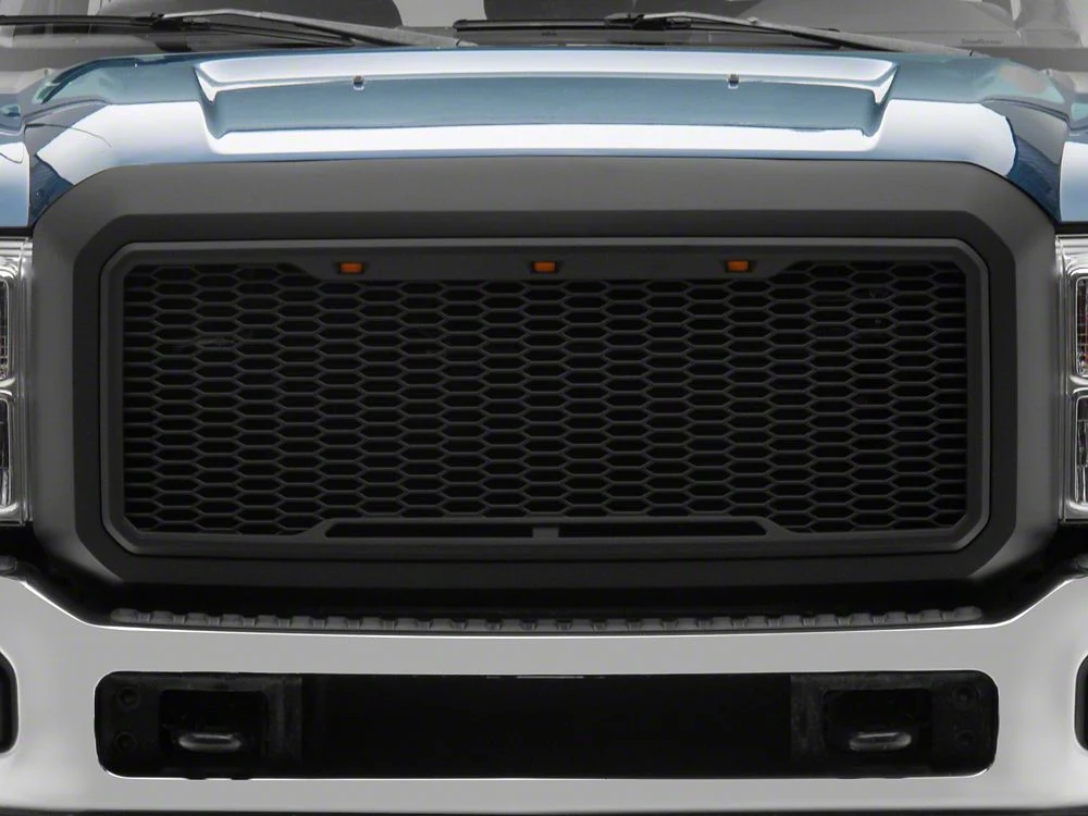 RedRock Baja Upper Replacement Grille with LED; Matte Black (11-16 F-350 Super Duty) - Image 8