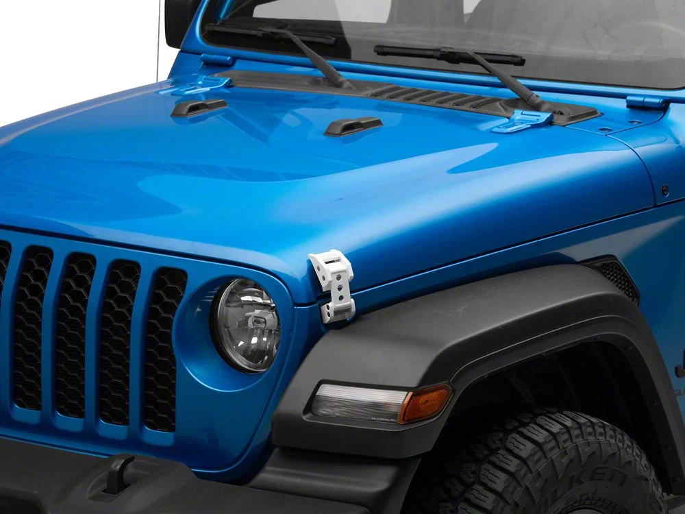 RedRock Billet Hood Catch Kit; White (20-25 Jeep Gladiator JT) - Image 2