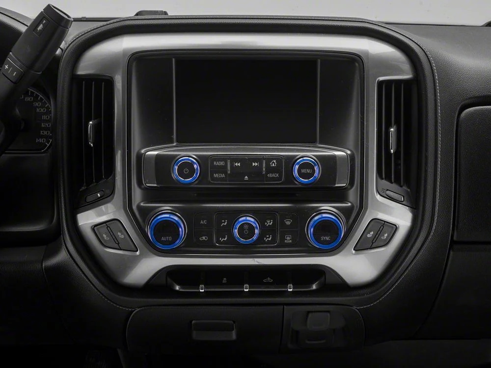 RedRock Billet Interior Knob Cover Kit; Blue (14-18 Silverado 1500) - Image 4