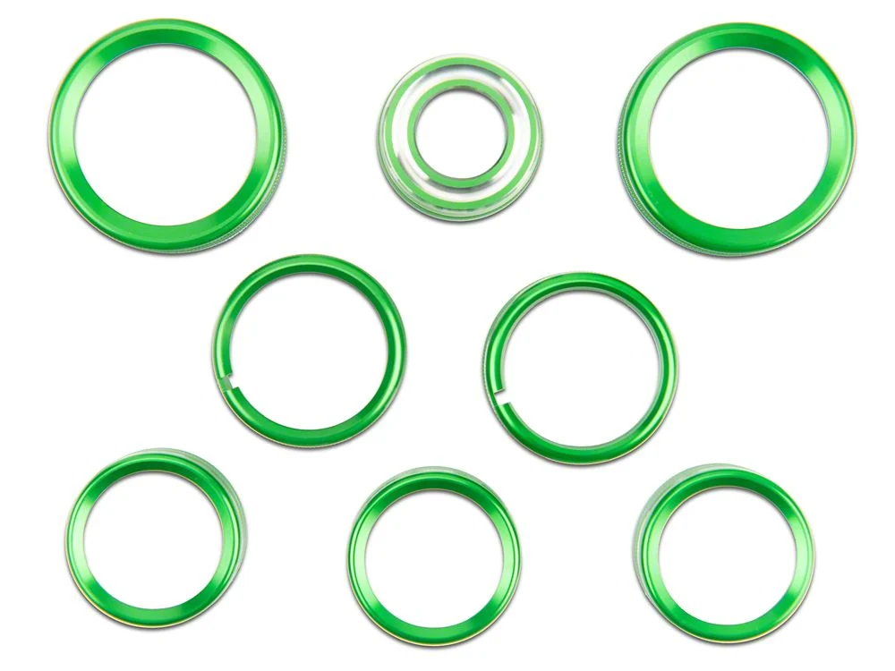 RedRock Billet Interior Knob Cover Kit; Green (14-18 Silverado 1500) - Image 3