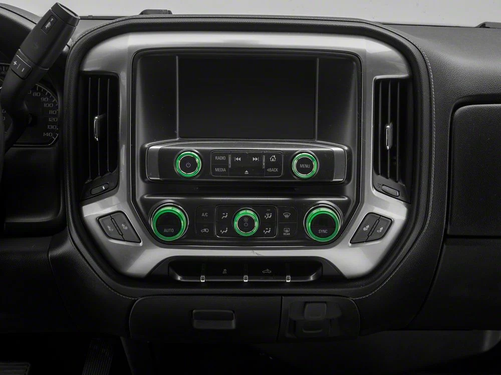RedRock Billet Interior Knob Cover Kit; Green (14-18 Silverado 1500) - Image 4