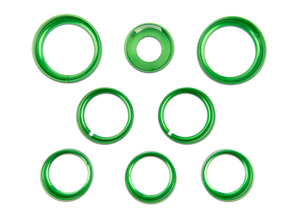 RedRock Billet Interior Knob Cover Kit; Green (14-18 Silverado 1500) - Image 5