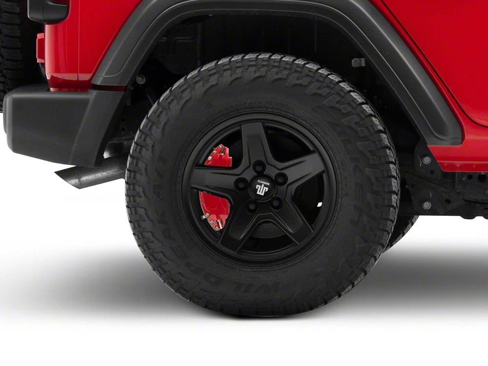 RedRock Brake Caliper Covers; Red; Front and Rear (18-25 Jeep Wrangler JL Sport w/ Aftermarket 18+ Inch Wheels) - Image 6
