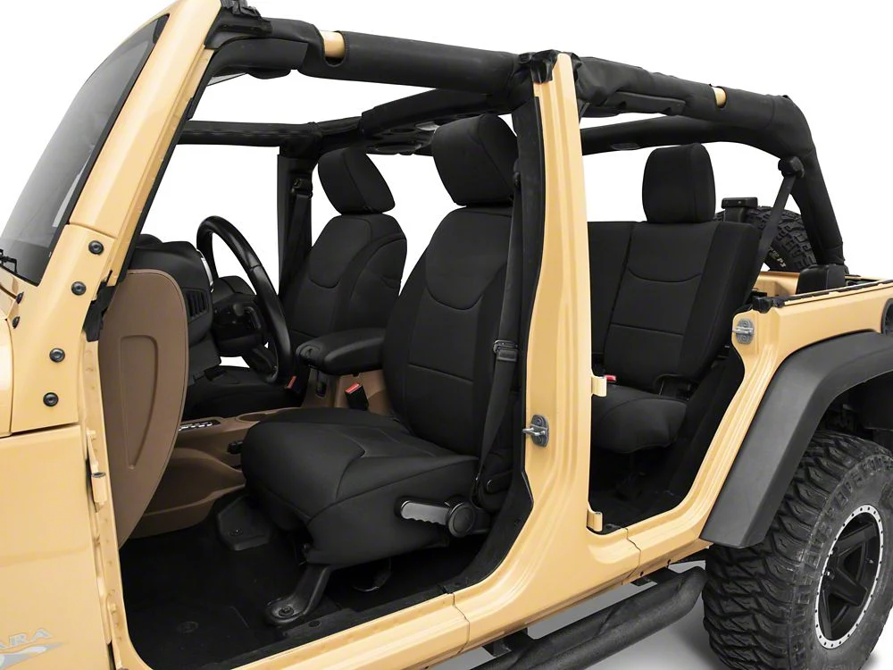 RedRock Custom Fit Front and Rear Seat Covers; Black (13-18 Jeep Wrangler JK 4-Door) - Image 4