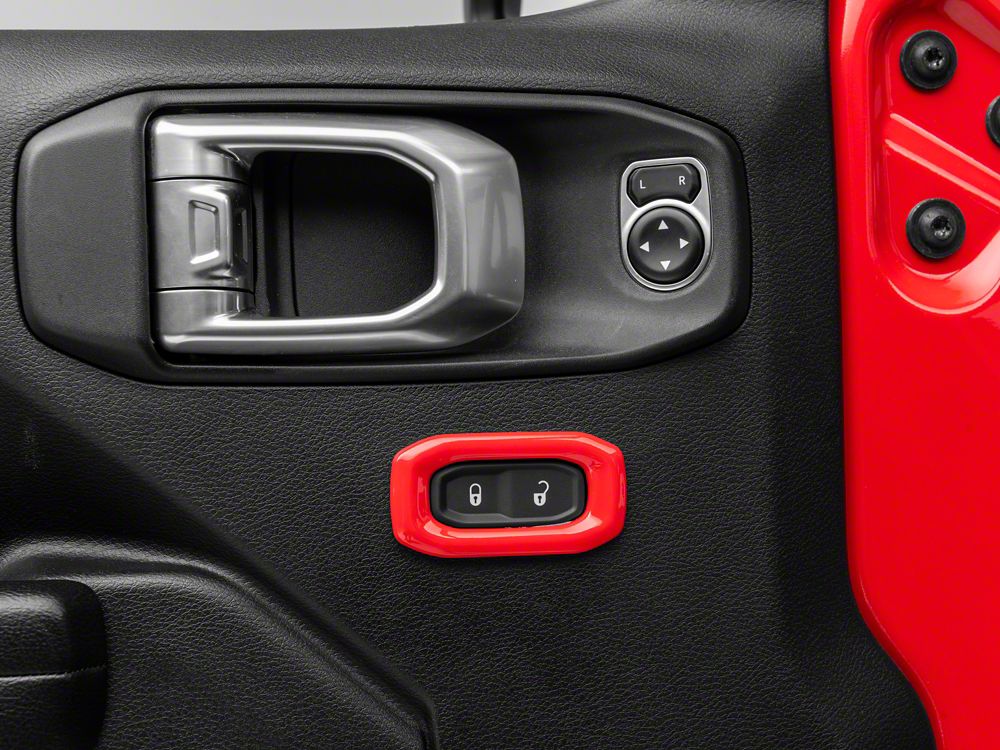 RedRock Door Lock Switch Trim; Red (18-25 Jeep Wrangler JL) - Image 2