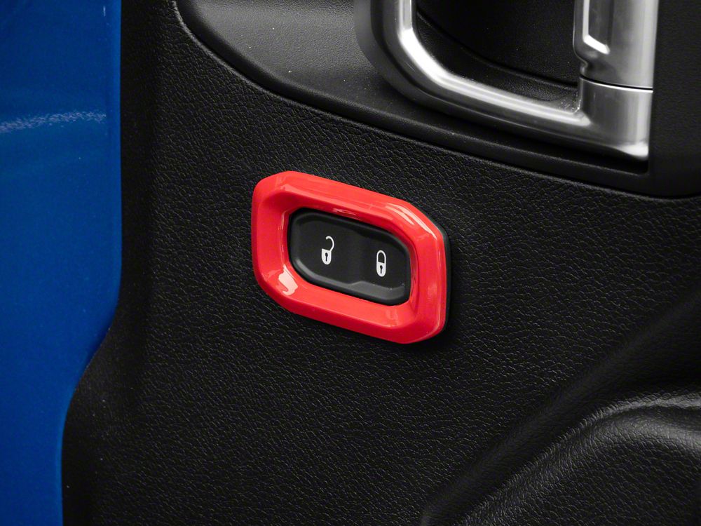 RedRock Door Lock Trim Bezels; Red (20-25 Jeep Gladiator JT)