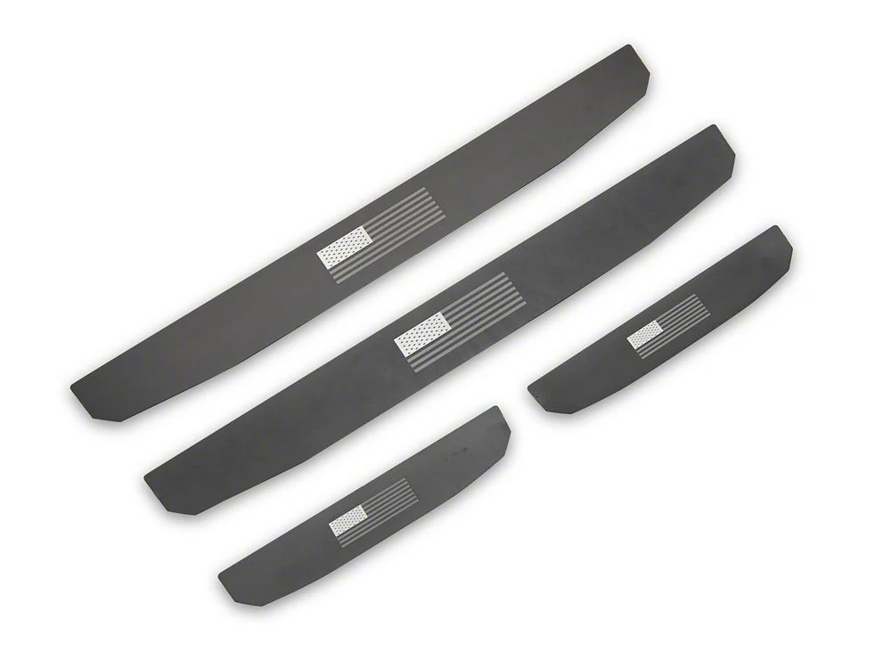 RedRock Door Sill Entry Guards with Flag; Black (18-25 Jeep Wrangler JL 4-Door) - Image 2