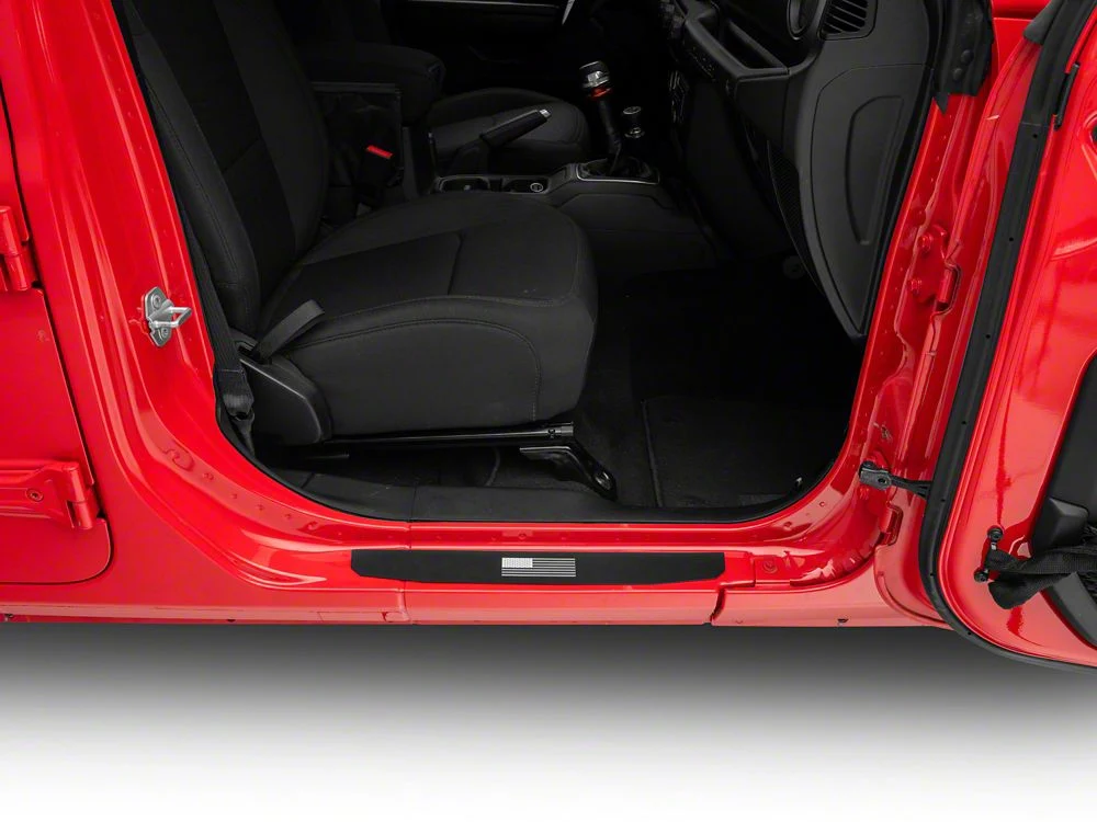 RedRock Door Sill Entry Guards with Flag; Black (18-25 Jeep Wrangler JL 4-Door) - Image 4