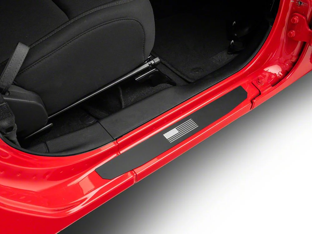 RedRock Door Sill Entry Guards with Flag; Black (18-25 Jeep Wrangler JL 4-Door) - Image 5