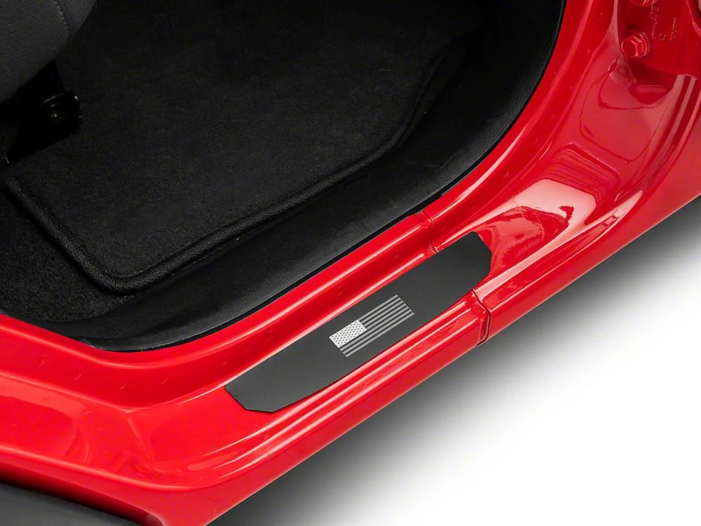 RedRock Door Sill Entry Guards with Flag; Black (18-25 Jeep Wrangler JL 4-Door) - Image 7