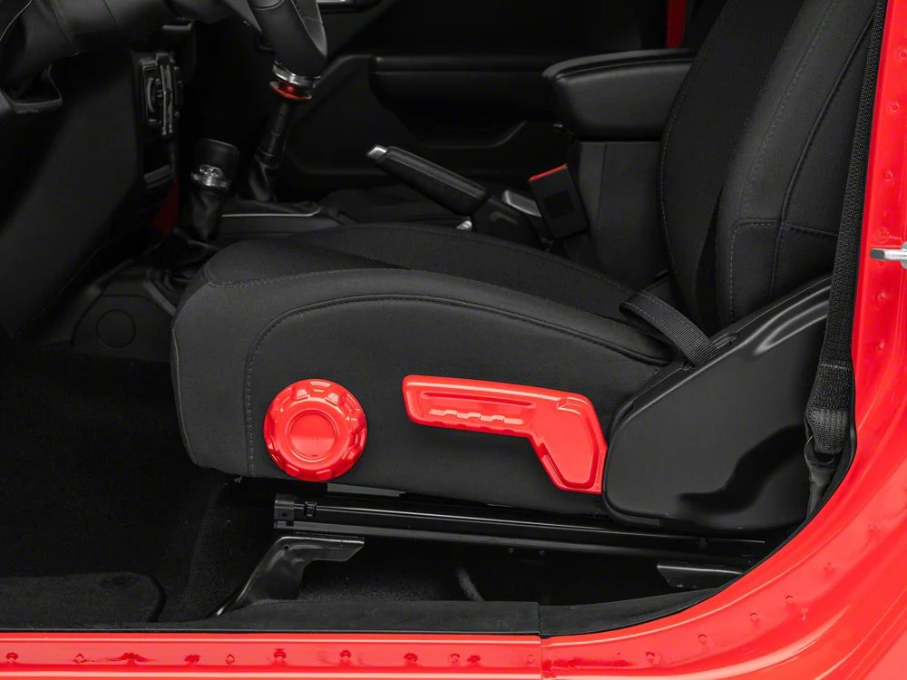 RedRock Driver Side Seat Height and Lumbar Adjustment Covers; Red (20-25 Jeep Gladiator JT) - Image 5