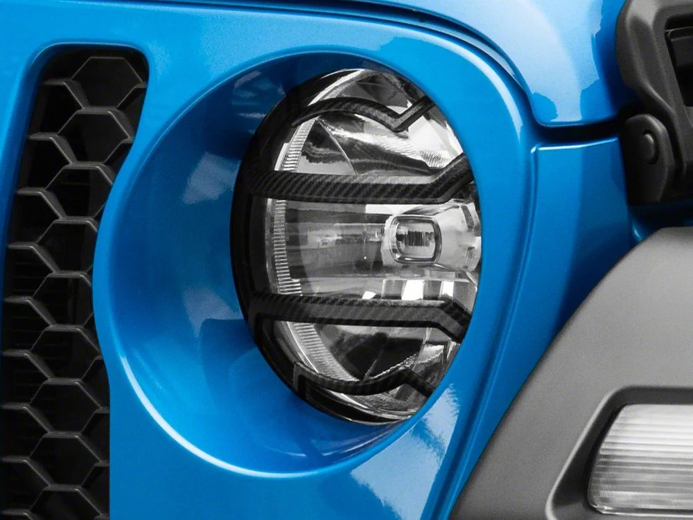 RedRock Euro Style Headlight Guards; Carbon Fiber Look (20-25 Jeep Gladiator JT)
