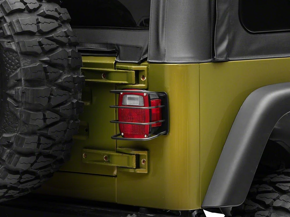 RedRock Euro Tail Light Guards; Black (87-06 Jeep Wrangler YJ & TJ)