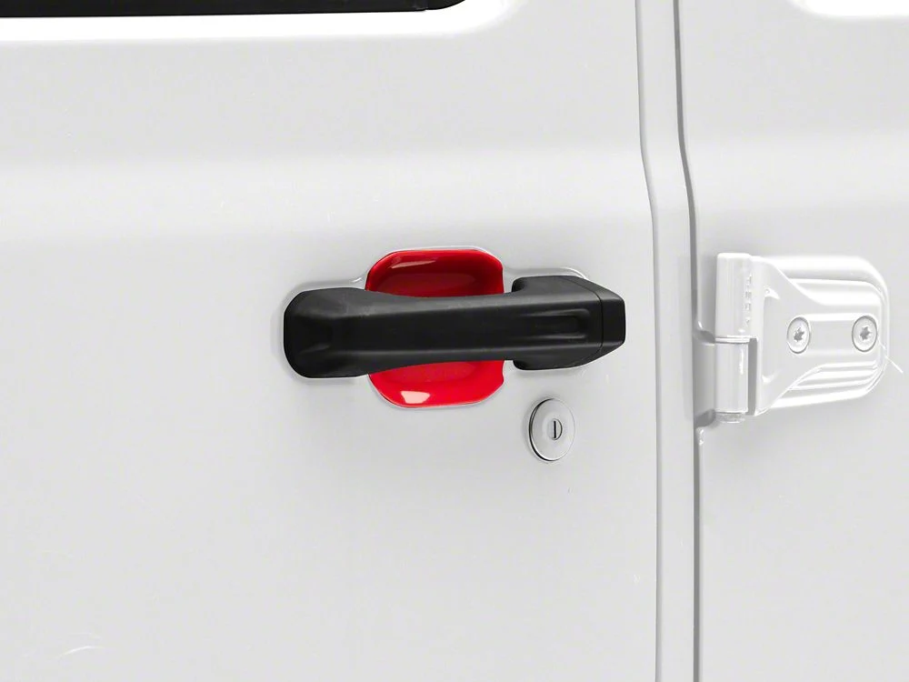 RedRock Exterior Door Handle Recess Trim; Red (18-25 Jeep Wrangler JL 4-Door)