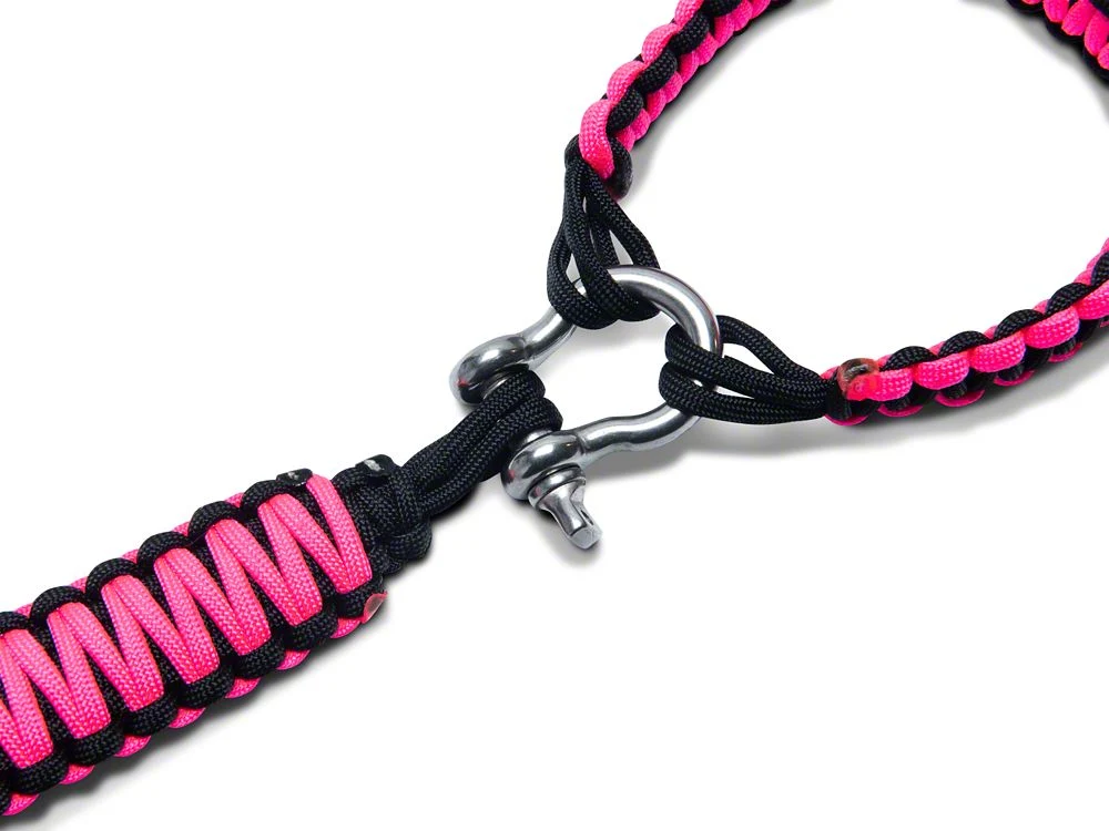 RedRock Front Rollbar Paracord Grab Handles with D-Rings; Black and Pink (07-18 Jeep Wrangler JK) - Image 4