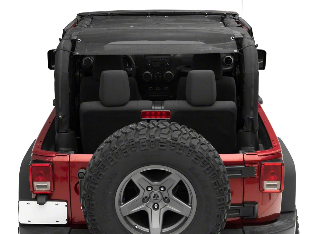 RedRock Full Length Mesh Sun Shade; Black (07-18 Jeep Wrangler JK 2-Door) - Image 7