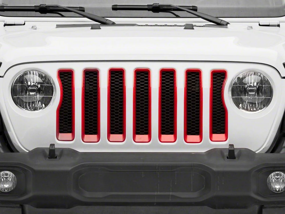 RedRock Grille Inserts; Red (18-23 Jeep Wrangler JL w/o TrailCam, Excluding Rubicon & Sahara) - Image 6