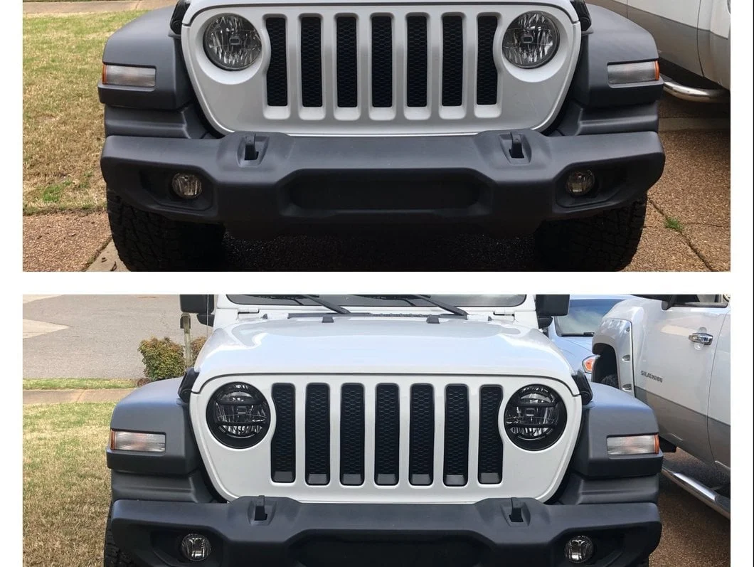 RedRock Headlight Trim and Grille Insert Kit; Matte Black (18-23 Jeep Wrangler JL Sport w/o TrailCam) - Image 10
