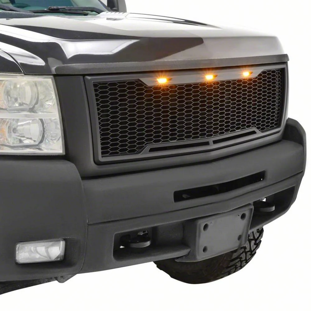 RedRock Impulse Upper Replacement Grille with Amber LED Lights; Matte Black (07-10 Silverado 3500 HD) - Image 9