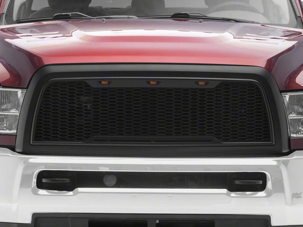 RedRock Impulse Upper Replacement Grille with Amber LED Lights; Matte Black (13-18 RAM 2500) - Image 4