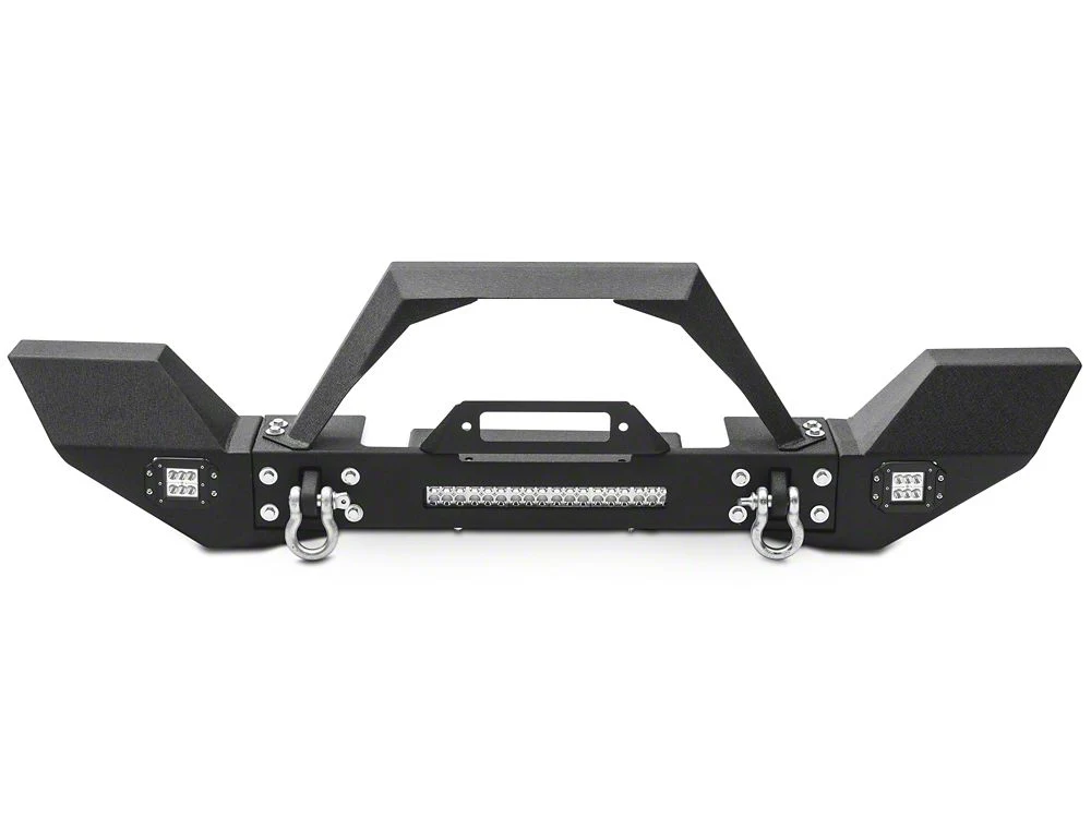 RedRock Max-HD Full Width Winch Front Bumper with Fog Lights and LED Light Bar (07-18 Jeep Wrangler JK) - Image 2