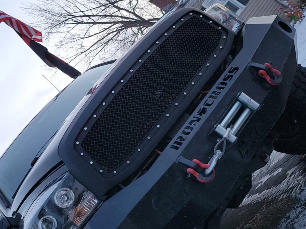 RedRock Mesh Upper Replacement Grille with Rivets; Matte Black (06-08 RAM 1500) - Image 12