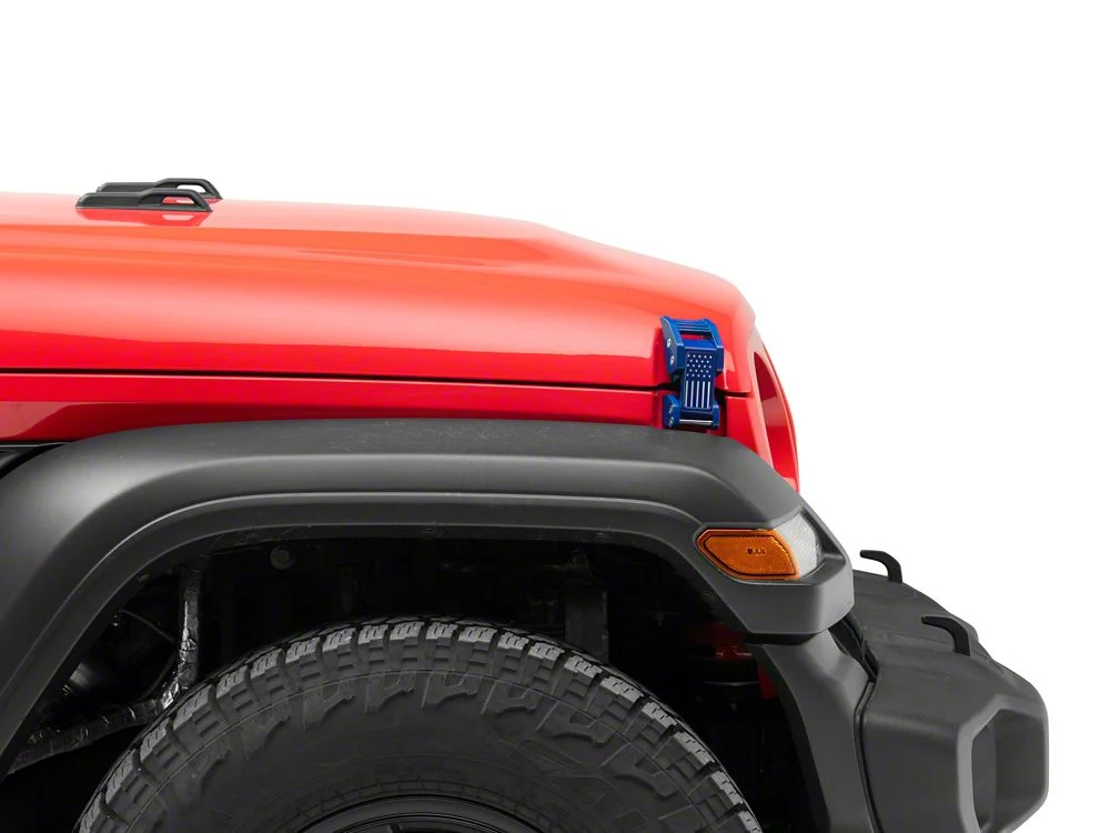 RedRock Old Glory Billet Hood Catch Kit; Blue (07-25 Jeep Wrangler JK & JL) - Image 7