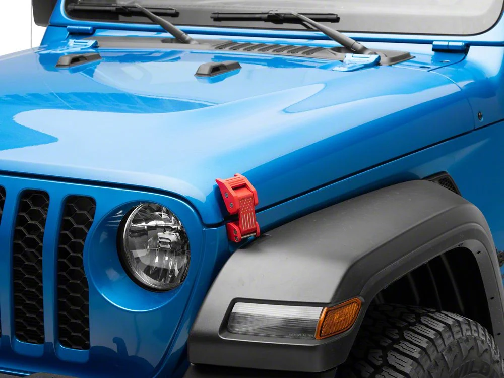 RedRock Old Glory Billet Hood Catch Kit; Red (20-25 Jeep Gladiator JT) - Image 4