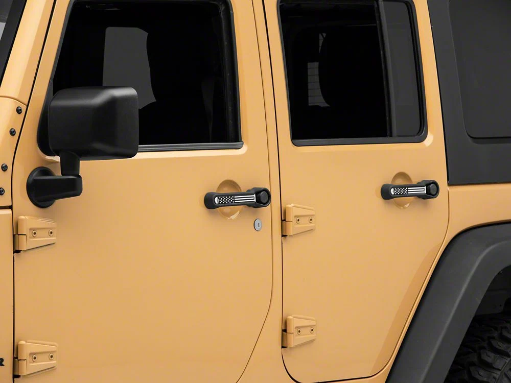RedRock Old Glory Door Handle Inserts; Black and White (07-18 Jeep Wrangler JK 4-Door) - Image 4