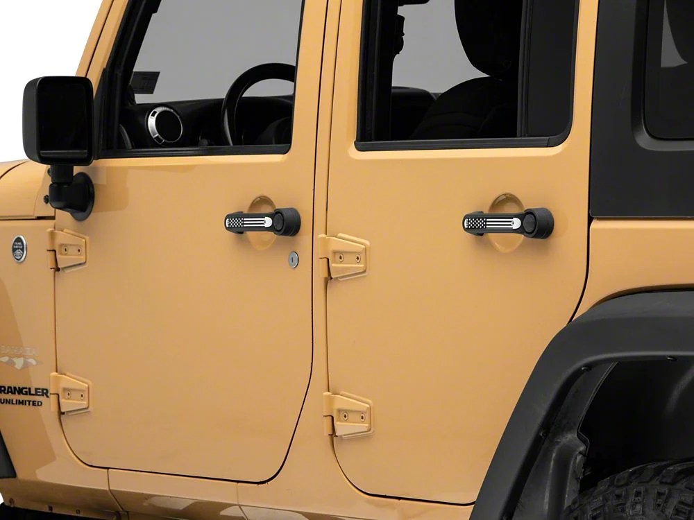 RedRock Old Glory Door Handle Inserts; Black and White (07-18 Jeep Wrangler JK 4-Door) - Image 6