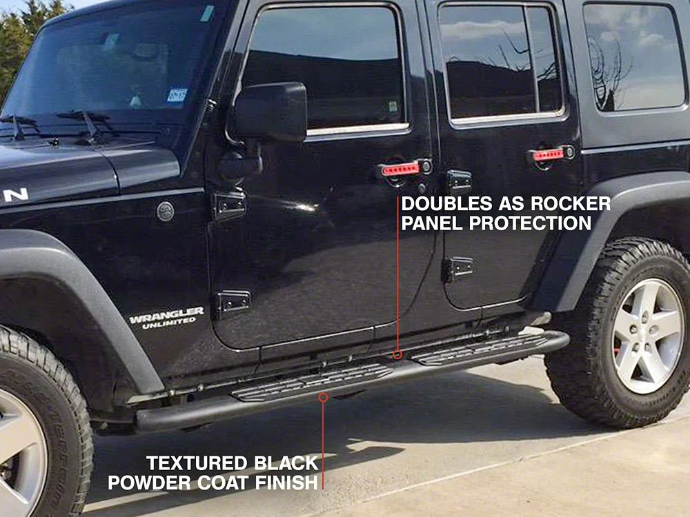 RedRock Pinnacle Oval Bent End Side Step Bars; Textured Black (07-18 Jeep Wrangler JK 4-Door) - Image 9