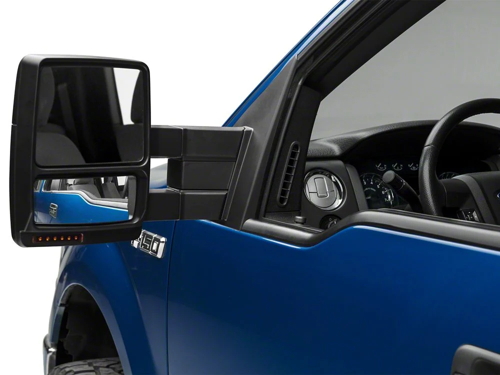 RedRock Power Adjust Heated Manual Foldaway Towing Mirrors with Puddle Lights and Turn Signals; Textured Black; Driver Side (07-12 F-150) - Image 5