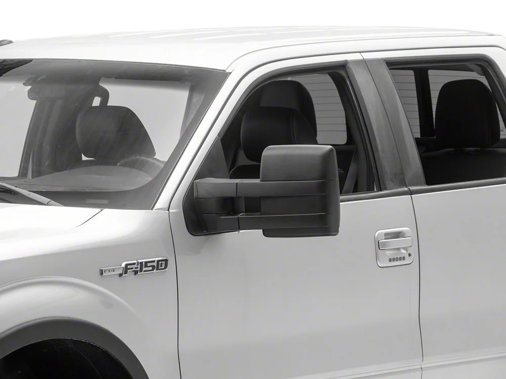 RedRock Powered Heated Tow Mirrors with Puddle Light and Amber LED Turn Signals; Black (04-14 F-150)