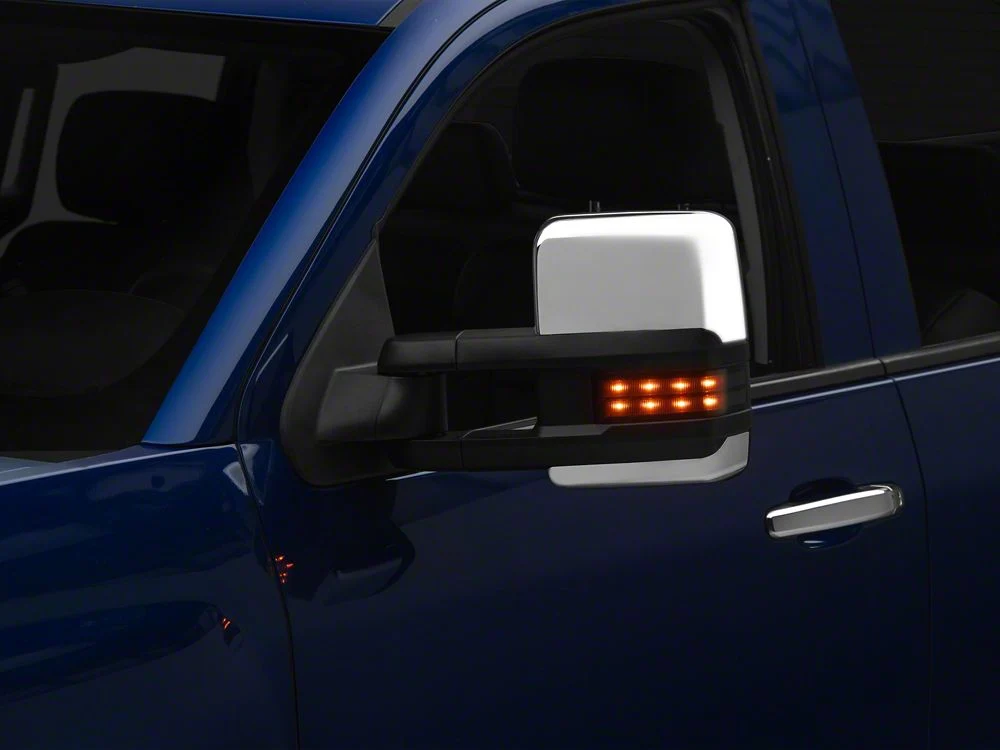 RedRock Powered Heated Towing Mirrors with Smoked Amber LED Turn Signal; Chrome (14-17 Silverado 1500) - Image 4